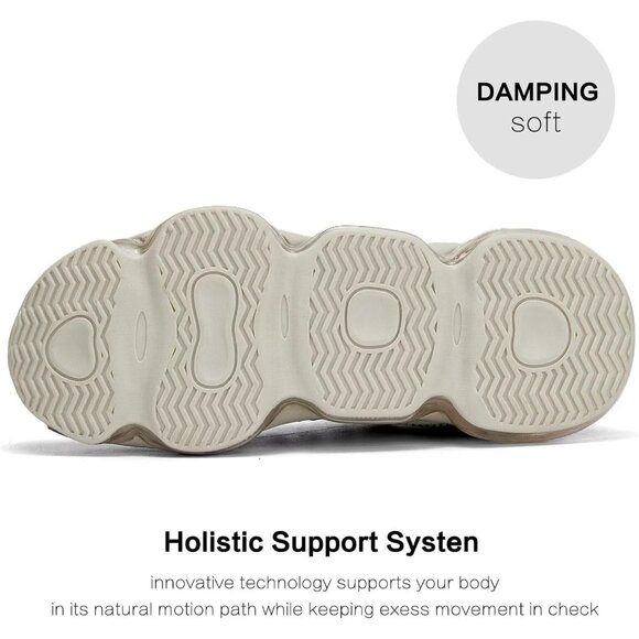 Women's Khaki Air Cushion Running Shoes Fashion Tennis Sneakers For Gym Fitness - Picture 4 of 7